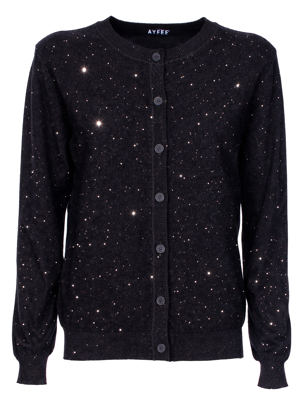 CARDIGAN DETTAGLIO STRASS,3 TG,45%VI 35%PL 20%PA,MADE IN PRC              - BLACK